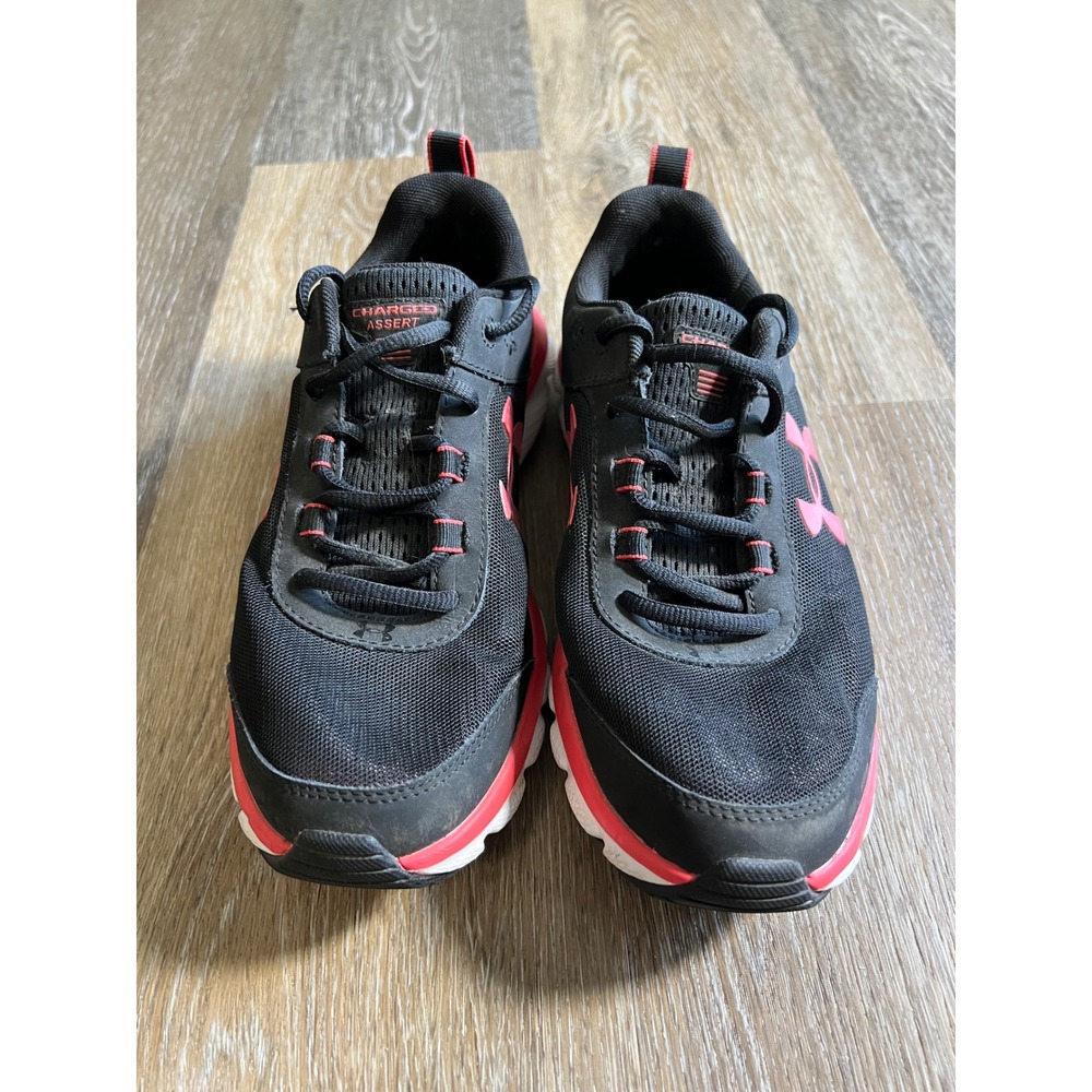 Under Armour Charged Assert Running Shoes Mens Black‎ Pink Sneakers 3024590-004